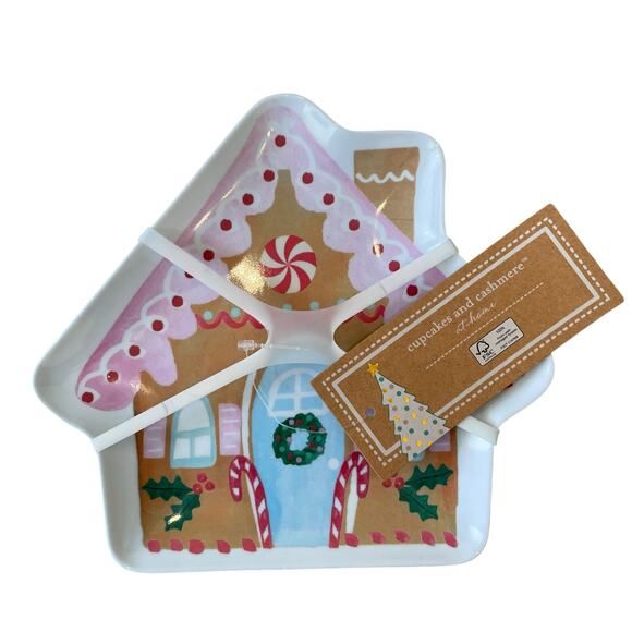 Cupcakes and Cashmere Pastel Gingerbread Shape Melamine Snack Plate Set of 4 - Picture 9 of 12